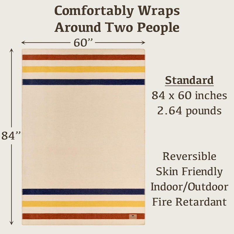 Chubbuck Authentic Chubbuck 100% Wool Blanket Camping (60" x 84") - Large Warm Blanket for Camping, Emergency, Outdoor Concerts and Home Use - Fire Retardant, Soft and Warm Blankets for Winter (Lighthouse) - Image 2